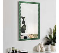 Lecco Wooden Wall Mirror With Beaded Frame 60X90Cm Green