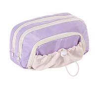 LECDOA Rosy Posy Pencil Case, Large Opening Cute Pencil Case Box, 3 Compartments Large Capacity, Waterproof Soft Stationery Storage Bag (Purple)