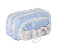 LECDOA Rosy Posy Pencil Case, Large Opening Cute Pencil Case Box, 3 Compartments Large Capacity, Waterproof Soft Stationery Storage Bag (Blue)