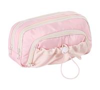 LECDOA Rosy Posy Pencil Case, Large Opening Cute Pencil Case Box, 3 Compartments Large Capacity, Waterproof Soft Stationery Storage Bag (Pink)