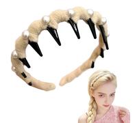 LECDOA Vintage High Cranium Artificial Pearl Hairband, 2025 New Teeth Ring Artificial Pearl Hairband, Women's Headband for Women and Girls, Fashion Hair Accessory Gift (White 1pc, One Size)