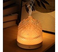Lecdura Glass Essential Oil Diffuser, 200ml Ultrasonic Aroma Diffusers with Glass Reservoir Dome Lock Color Auto-Off Timer 7 Color Light for Gift Home Office BedroomQ