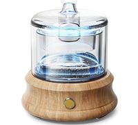 Lecdura Glass Essential Oil Diffuser, 80ML Small Glass Reservoir Natural Wood Base Ultrasonic Cool Mist Aroma Diffusers with USB-Cord Auto-Off 7 Color Light for Home Office Bedroom