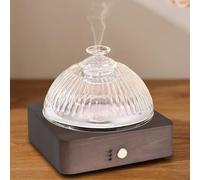Lecdura Glass Essential Oil Diffuser with Glass Reservoir & Wood Base, 200ml Plastic Free Lock Color Timer Auto-Off 7 Color Light Aroma Glass Dome Diffuser for Gift Home Office Bedroom Yoga Dark Brown
