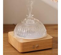 Lecdura Glass Essential Oil Diffuser with Glass Reservoir & Wood Base, 200ml Ultrasonic Lock Color Timer Auto-Off 7 Color Light Aroma Glass Dome Diffuser for Home Office Bedroom Yoga