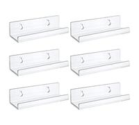 Lecerrot Clear Vinyl Record Holder Shelf, Record Shelf Wall Mounted, Floating Acrylic Wall Shelf, 6 Clear Acrylic Album Record Holder For Daily LP Listening, For Living Room, Bedroom, Kitchen, Office