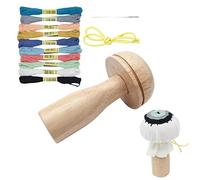 Lecerrot Darning Mushroom, Woven Mushroom, Wooden Darning Supplies Kit, Sewing Repair Patch Kit with Ten Threads, Weaving Tool Storage for Darning Socks, Sweaters, Pants, Hats, Scarves