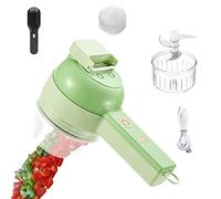 Lecerrot Electric Vegetable Cutter Machine, 4 In 1 Portable Handheld Electric Vegetable Cutter Set, Chopper Food Processor Electric Vegetable Cutter Dicer, Food Vegetable Chopper Meat Grinder Crusher