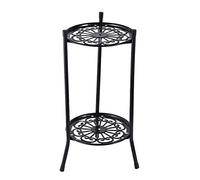 Lecerrot Wrought Iron Flower Pot Rack, Tall Plant Stand Rack, 2 Tier Flower Pot Holder Rustproof Plant Display Rack, Round Planter Shelves For Home Garden Patio Balcony Office Living Room Bathroom