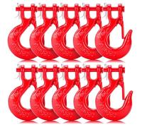 Lechansen G80 Clevis Slip Hook, 1/4" Chain Hooks with Safety Latch, Heavy-Duty Winch Hook, Grade 80 Forged 10 Pack Transport Tow Hook for Maximum Strength Load 12,612 Lbs
