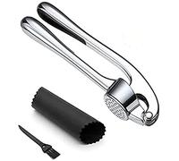 Lechay Garlic Press, Stainless Steel Garlic Press Tool with Cleaning Brush and Silicone Garlic Peeler 3 Pcs By