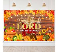Lecheme Give Thanks to The Lord for He is Good Backdrop Fall Harvest Religious Thanksgiving Decorations Christian Give Thanks Banner Background for Autumn Thanksgiving Holiday Party