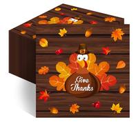 Lecheme Thanksgiving Napkins 50-Count Turkey Maple Leaves Give Thanks Cocktail Napkins for Thanksgiving Dinner Luncheon Table Decorations,6.5x6.5 Inch
