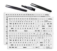 Lechengjia 2 Pcs English UK Replacement Non Transparent WHITE Stickers with Black Letters（Matte），Suitable for any standard Keyboard, laptop Keyboard, apple keys, With two tweezers and cleaning brush