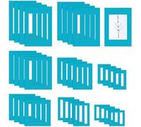 Lechengjia 32 Pcs Photo Mounts,8 Sizes Picture Photo Frame Mounts Mats,Image Photo Frames Inside Card To Fit For Graduation Photos Posters Prints Artworks Paintings (Blue)