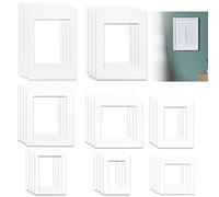 Lechengjia 32 Pcs Photo Mounts,8 Sizes Picture Photo Frame Mounts Mats,Image Photo Frames Inside Card To Fit For Graduation Photos Posters Prints Artworks Paintings (Iced White,Off White)