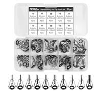 Lechengjia 40pcs Fishing Rod Tip Repair Kit, 1.6-3.2mm Stainless Steel Rod Tip Replacement with Plastic Box Fishing Rod Ceramic Guide Rings for Freshwater Saltwater Fishing Lovers (Black, 10 Sizes)