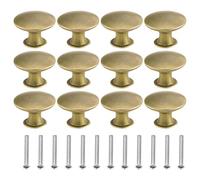 Lechisenop 12 Pcs Drawer Knobs 30mm Antique Brass Door Handles Door Knobs Cabinet Door Knob Vintage Round Kitchen Cabinet Knobs Draw Handles with Matching Screws for Cupboard, Cabinet, Drawer