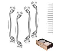 Lechisenop 4 Pcs Doors Pull Handles Sliding Door Handles Door Pull Handle Retro Bow Shaped Garden Gate Garage Shed Cabinets Door Grab Handles with Screws 128 mm Suitable for Gates and Doors (Silver)