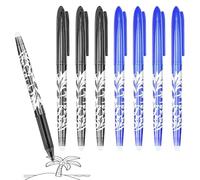 Lechisenop 8 Pcs Erasable Pens Black Blue Friction Pen 0.7mm Gel Pens for Writing Erasable Gel Pens with Rubber on the End for Kids Adults School Work Paperwork Stationary Back to School Supplies