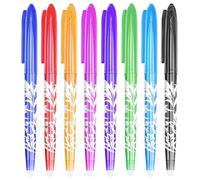 Lechisenop 8 Pcs Erasable Pens Black Friction Pen 0.7mm Gel Pen for Writing Erasable Gel Ink Eraser Pens with Rubber on the End for Adults School Work Paperwork Stationary (8 Colors)