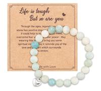 Lechisenop Anxiety Bracelet, Green Elastic Beads Gemstone Zebra Bracelet Natural Stone Healing Bracelets for Women Good Luck Bead Bracelets for Womens Teenage Girls Christmas Birthday Gifts