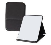 Lechisenop Travel Mirror Folding 20.5x15.5cm Portable Folding Mirror Super HD Compact Travel Makeup Mirrors Black PU Leather Portable Free Standing Desk Mirrors for Office Desk Vanity Table Camping