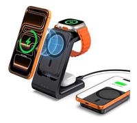 leChivée Magnetic Wireless Charger for iPhone 17 with 5000mAh Detachable P-ower Bank, 3 in 1 Charging Station for iPhone 17/Air/15/14/13, Charging Stand for iWatch Ultra 2/10/9/8, for AirPods 4/Pro 3