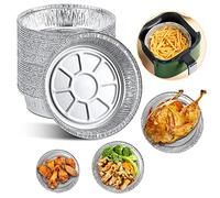 Lechnical 50PCS 6 Inch Disposable Aluminum Foil Plates Round Tin Foil Pie Pans for Air Fryers Baking Cooking Storage Roasting