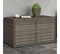 Lechnical Garden Storage Cabinet, Grey, 110 x 55 x 60.5 cm, Polyrattan, Garden Storage Cabinet, Outdoor Wardrobe (SPU:365569)