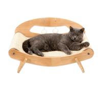 LECHONG 2-in-1 Large Sisal Cat Scratch Bed, Thicker Natural Sisal 58cm Elevated Wooden Frame Hammock Lounge for Indoor Cats Sleep & Scratch