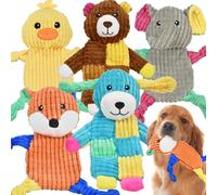 LECHONG 5-Pack Squeaky Dog Toys, Low-Stuffing Soft Tough Plush Crinkle Chew Toys for Large Medium & Small Dogs Puppy, Interactive Dog Toys Bundle Boredom Buster