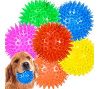 LECHONG 6-Pack 3.5” Squeaky Dog Balls, Durable Soft Spiky Chew Rubber Fetch Toy Balls for Large Medium Aggressive Chewers Teeth Cleaning Chewing Playing Training & Boredom Buster Indoors Outdoors