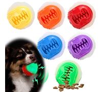 LECHONG 6-Pack Glow in The Dark Squeaky Dog Balls, 6.5cm Dog Treat Dispenser Balls Toy, Interactive Durable Rubber Teething Fetch Ball for Small & Medium Dogs to Keep Them Busy Playing Indoor Outdoors
