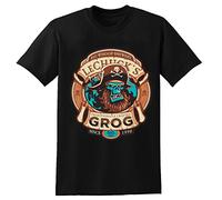Lechucks Grog T-Shirt Monkey Island Pirate Tee Men's Unisex Tee Shirt Black O Neck Tee