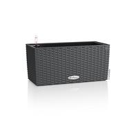Lechuza - Balconera Cottage 40 Granite Planter, Balcony Box with Watering System, Water Level Indicator and Plant Insert, Wicker Look, 40 x 19 x 19 cm, 15471