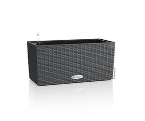 Lechuza - Balconera Cottage 40 Granite Planter, Balcony Box with Watering System, Water Level Indicator and Plant Insert, Wicker Look, 40 x 19 x 19 cm, 15471