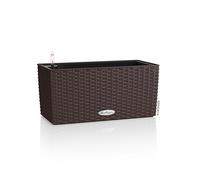 Lechuza - Balconera Cottage 40 Mocha Planter, Balcony Box with Watering System, Water Level Indicator and Plant Insert, Wicker Look, 40 x 19 x 19 cm, 15472