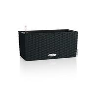 Lechuza - Balconera Cottage 40 Planter, Graphite Black, Balcony Box with Watering System, Water Level Indicator and Plant Insert, Wicker Look, 40 x 19 x 19 cm, 15475