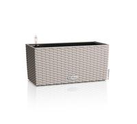 Lechuza - Balconera Cottage 40 Planter, Sand Brown, Balcony Box with Watering System, Water Level Indicator and Plant Insert, Wicker Look, 40 x 19 x 19 cm, 15474