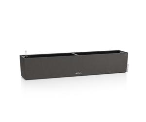 Lechuza - Balconera Stone 100 Planter, Graphite Black, Balcony Box with Watering System, Water Level Indicator and Plant Insert, Stone Look, 99 x 19 x 19 cm, 15436