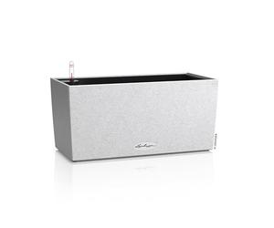 Lechuza -BALCONERA Stone 40 15430 Planter, Quartz White, Balcony Box with Watering System, Water Level Indicator and Plant Insert, Stone Look, 40 x 19 x 19 cm
