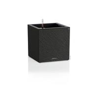 Lechuza - Canto Slatestone 30 Low Dark Grey Planter with Watering System, Water Level Indicator and Plant Insert, Slate Look, 30 x 30 x 30 cm, 15931