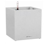 Lechuza Canto Stone 30 Low Quartz White Plastic Self-Watering Planter With Substrate And Water Level Indicator H30 L30 W30 Cm