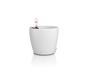 Lechuza Classico Colour 12 Table Pot White Planter with Watering System, Water Level Indicator and Plant Insert, Matte Surface, Diameter 13 x 12 cm, 16691