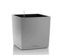 Lechuza Cube 40 Silver Metallic Plastic Self-Watering Planter With Substrate And Water Level Indicator H40 L40 W40 Cm