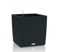 Lechuza Cube Cottage 50Cm Large Square Planter, Graphite Black Plastic Self-Watering Planter With Water Level Indicator