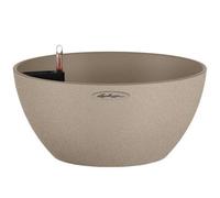 Lechuza Cubeto Stone 30Cm Small Bowl Planter, Beige Self-Watering Planter With Substrate And Water Level Indicator D30 H13 Cm