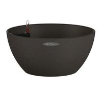 Lechuza Cubeto Stone 30Cm Small Bowl Planter, Black Plastic Self-Watering Planter With Water Level Indicator D30 H13 Cm