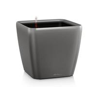 Lechuza Quadro Ls 28 Cm Square Planter, Charcoal Metallic Self-Watering Planter With Substrate And Water Level Indicator